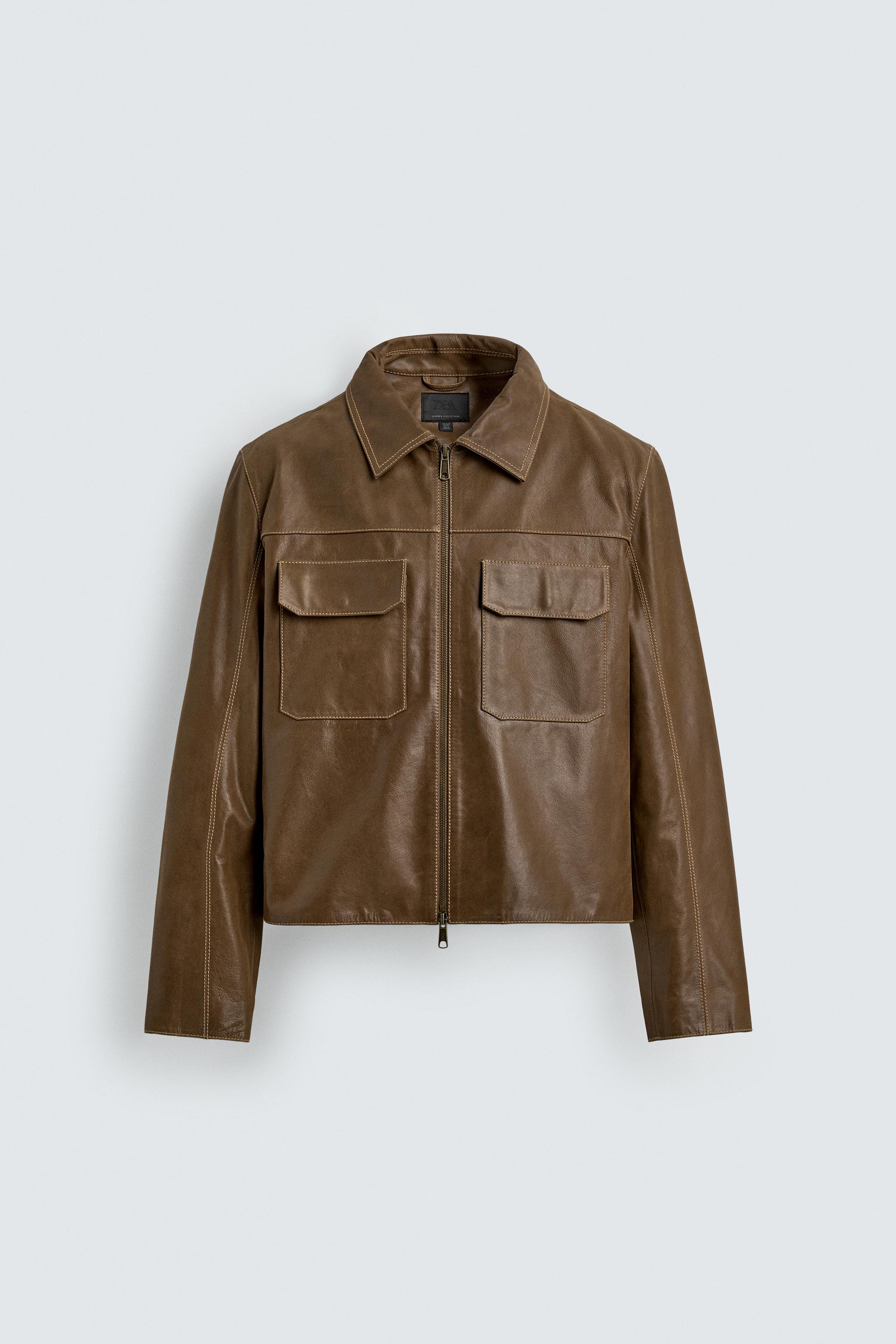 BLOUSON EN CUIR À SURPIQÛRES